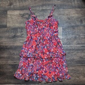 by & by Red and Purple Floral Kids Dress